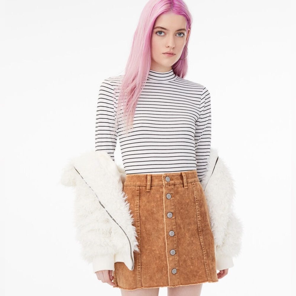 Aéropostale High-Rise Button-Front Corduroy Skirt